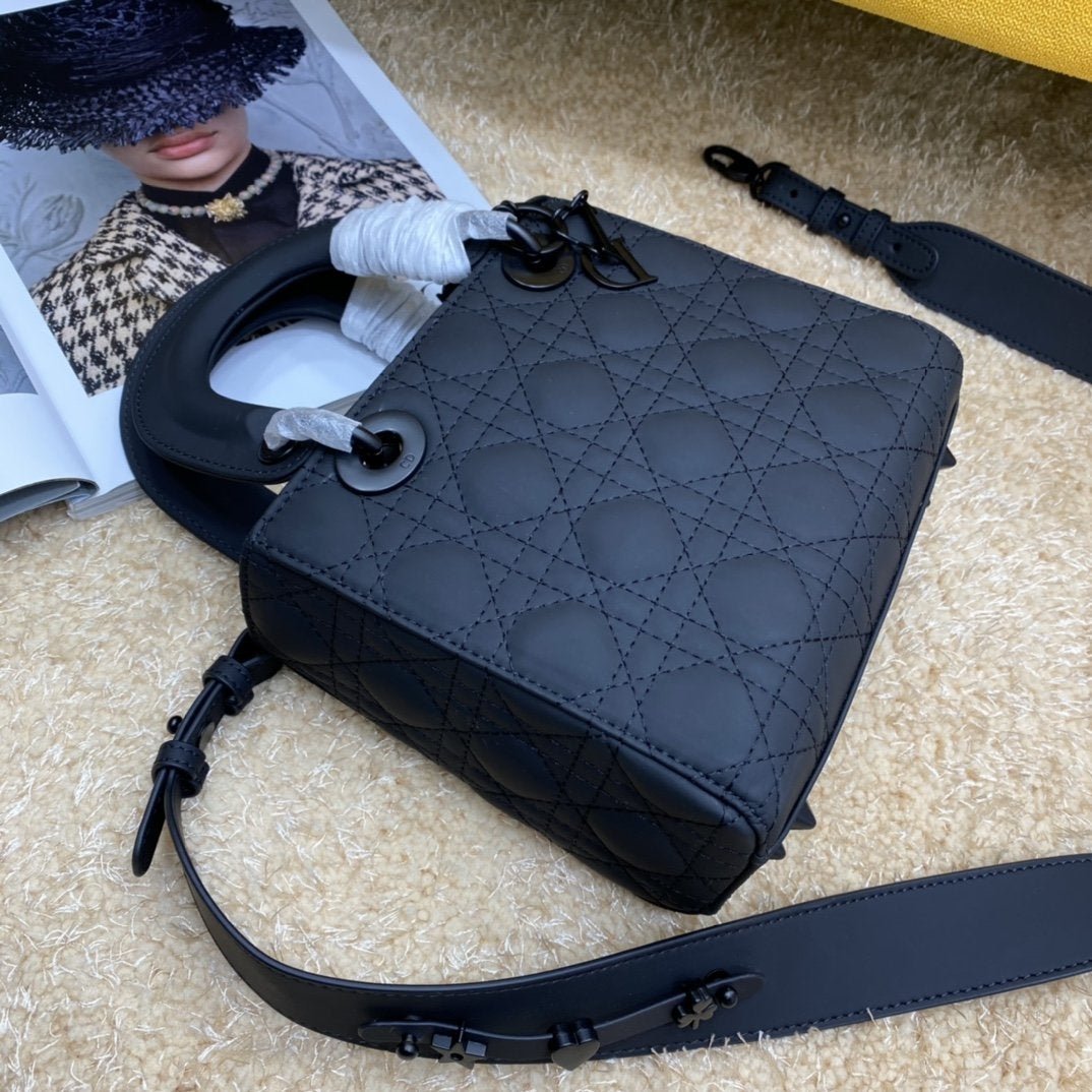 DIOR LADY MY ABC BAG 20CM BLACK ULTRAMETTE CANNAGE CALFSKIN