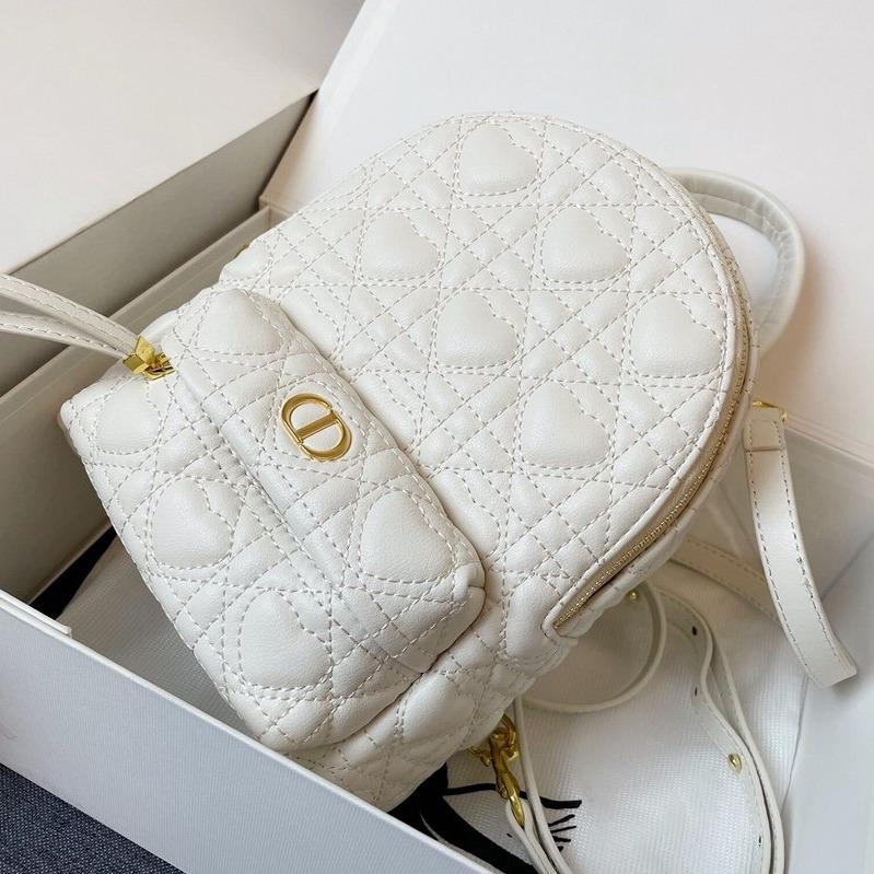 DIOR SMALL BACKPACK WHITE CANNAGE LAMBSKIN