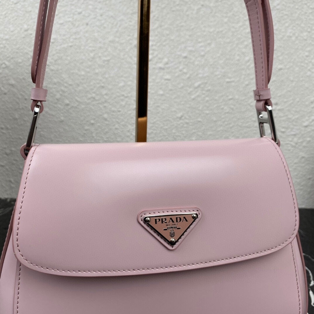 PRADA CLEO 24 PINK BRUSHED LEATHER SHOULDER BAG