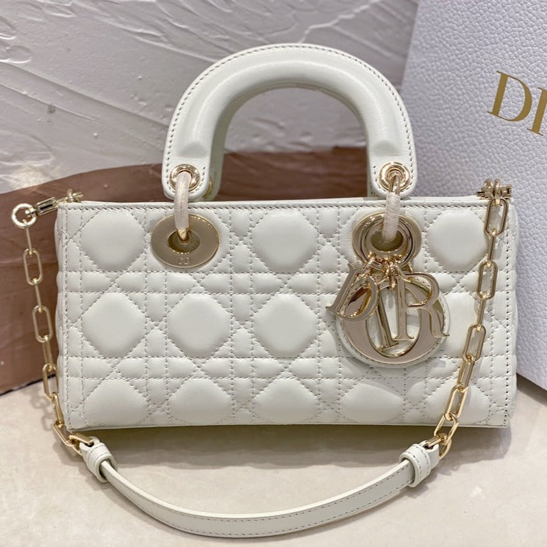 DIOR MICRO LADY D-JOY 16.5 WHITE LAMBSKIN