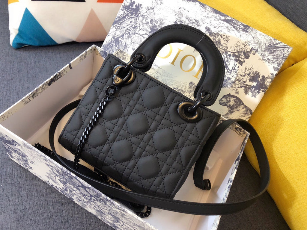 DIOR MINI LADY 17 BAG IN BLACK CALFSKIN