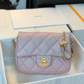 CHANEL 25S CLASSIC FLAP 19 CM IN MAUVE PINK CAVIAR LEATHER WITH GOLD HARDWARE