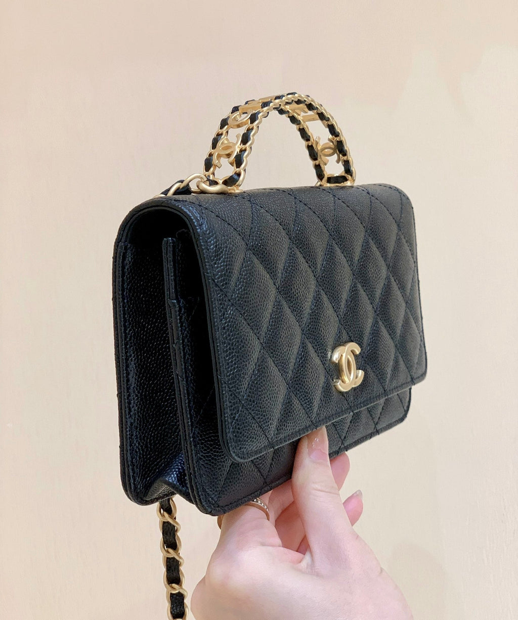 CHANEL 25S BLACK BAG IN 19 CAVIAR LEATHER
