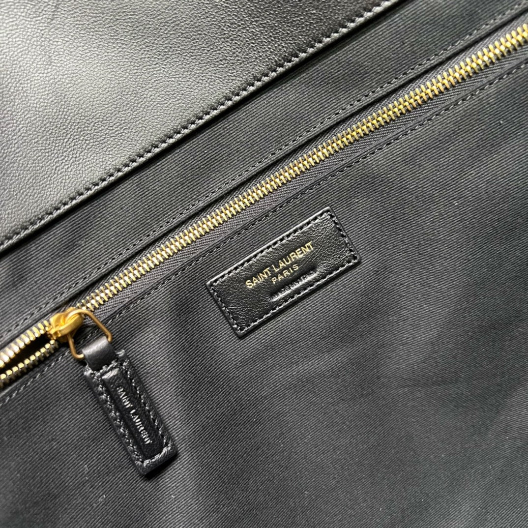 ICARE 58 MAXI SHOPPING BAG IN BLACK LAMBSKIN GOLD-TONE METALLIC