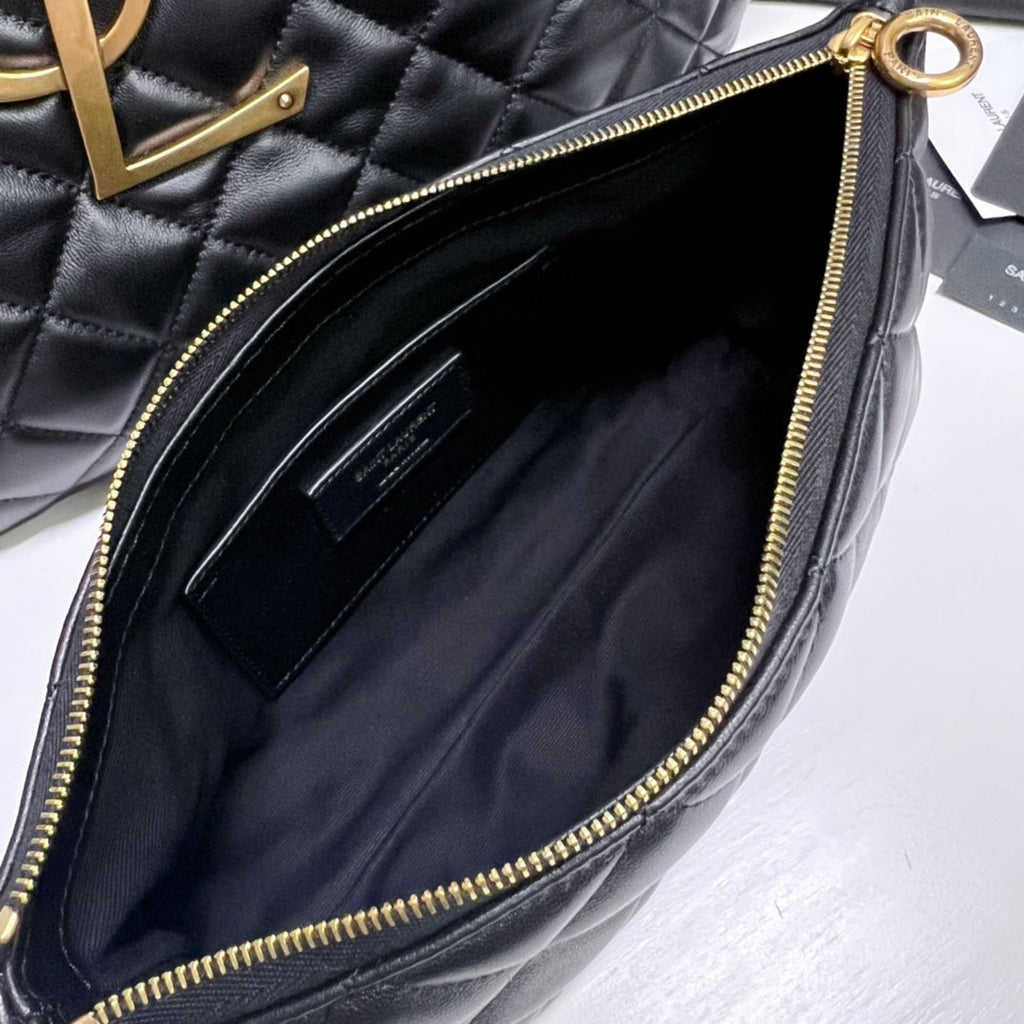 ICARE 58 MAXI SHOPPING BAG IN BLACK LAMBSKIN GOLD-TONE METALLIC