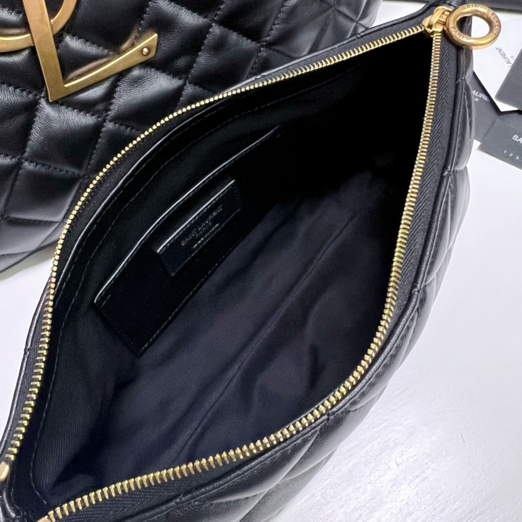 ICARE 58 MAXI SHOPPING BAG IN BLACK LAMBSKIN GOLD-TONE METALLIC