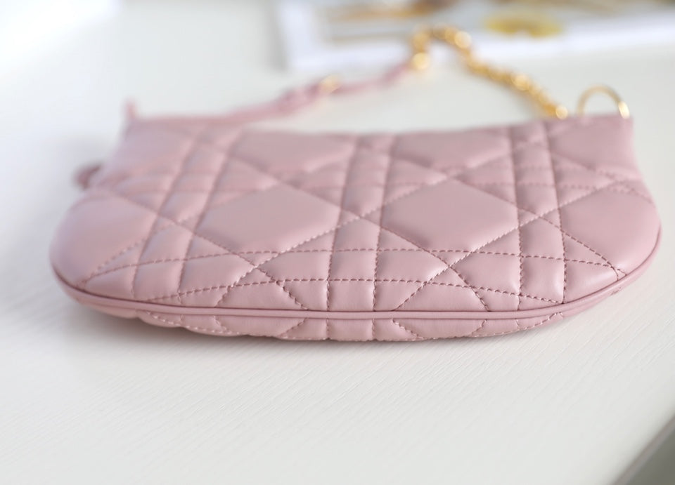 DIOR MINI CARO BAG 25 IN LIGHT PINK LAMBSKIN