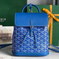 ALPIN MINI BACKPACK 21 IN SAPPHIRE BLUE LAMBSKIN AND GOYARDINE CANVAS