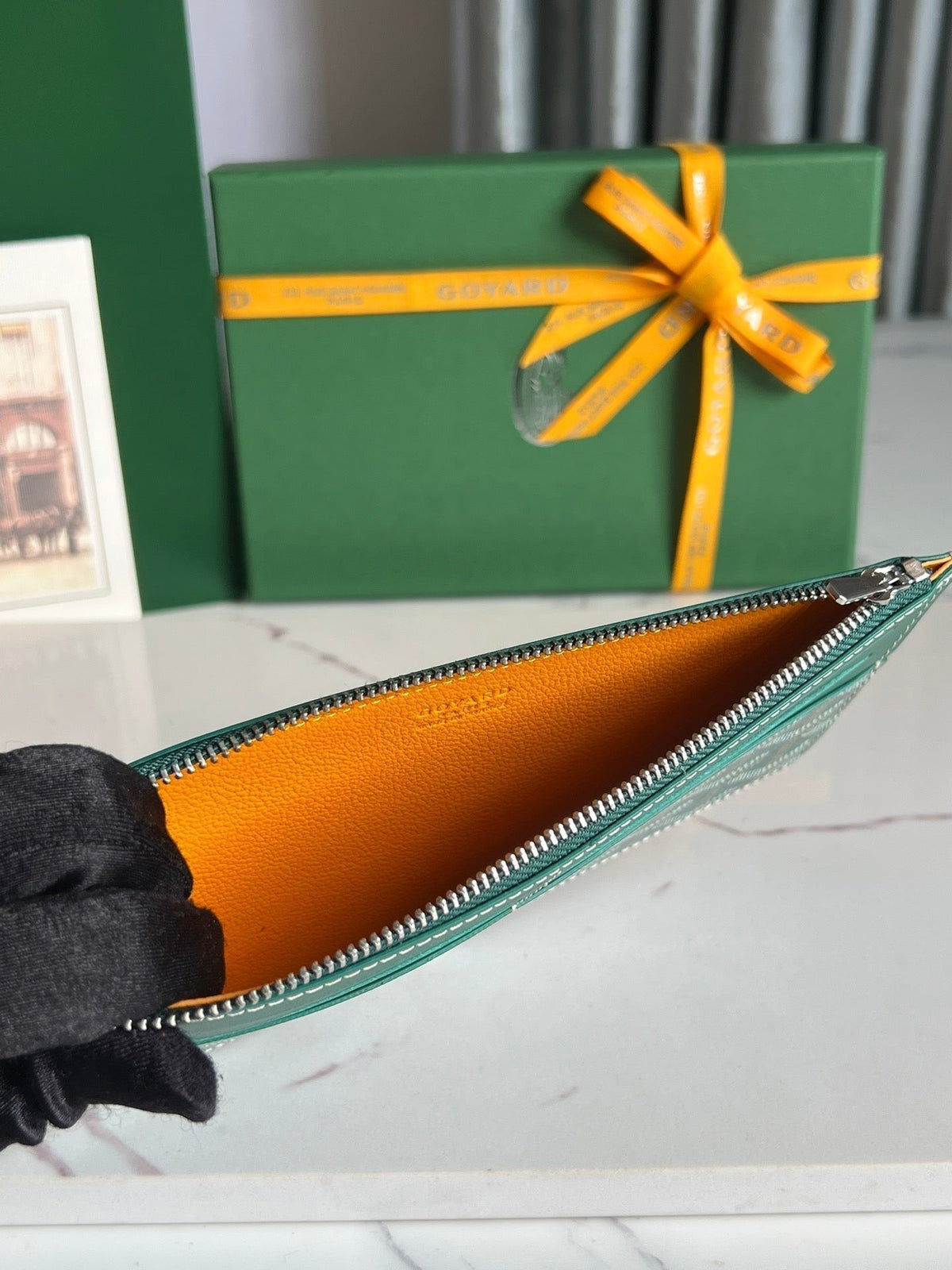 INSERT LOUISE 21 IN GREEN GOYARDINE CANVAS