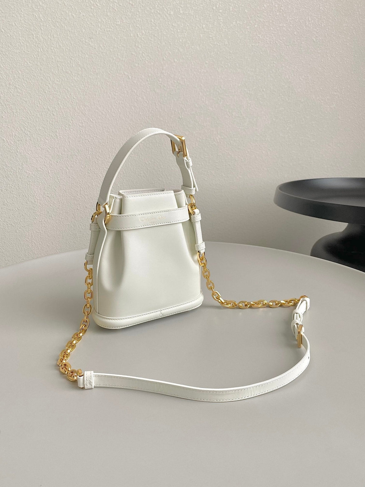 DIOR SMALL C'EST 18 IN WHITE CD-EMBOSSED CALFSKIN