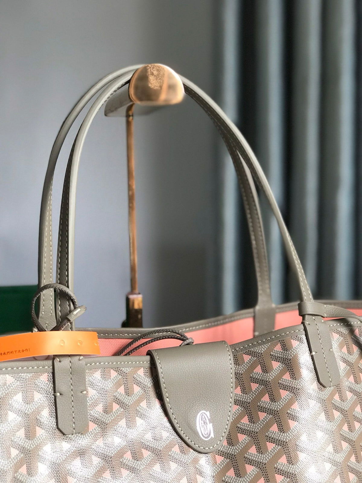 SAINT LOUIS PM 40 IN GREY MIX PINK GOYARDINE CANVAS AND CALFSKIN