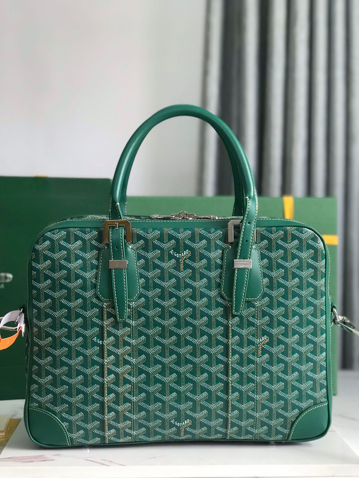 AMBASSADE DOCUMENT CASE 35 IN GREEN GOYARDINE CANVAS