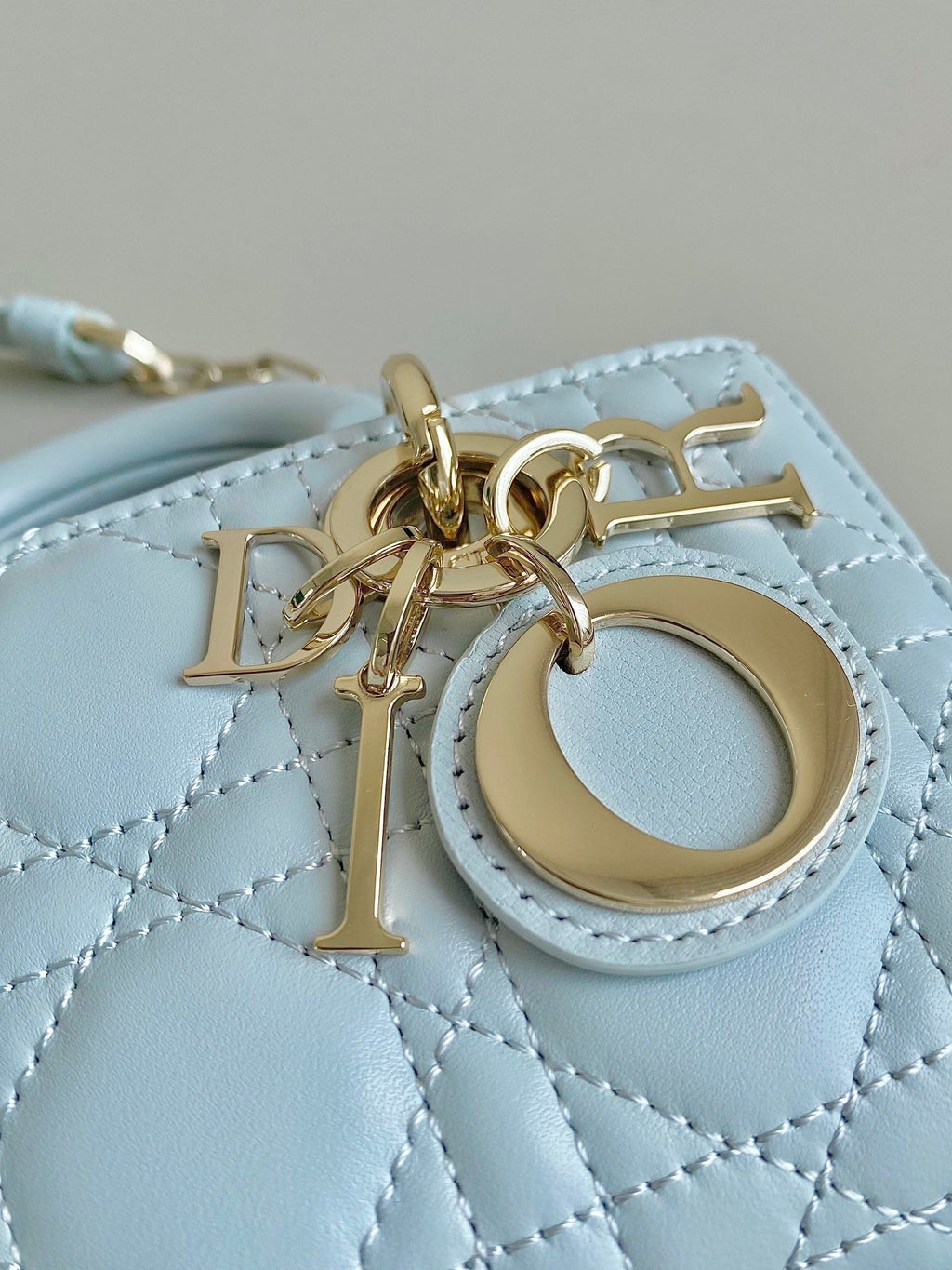 DIOR MINI D-JOY BAG 17 IN LIGHT BLUE LAMBSKIN