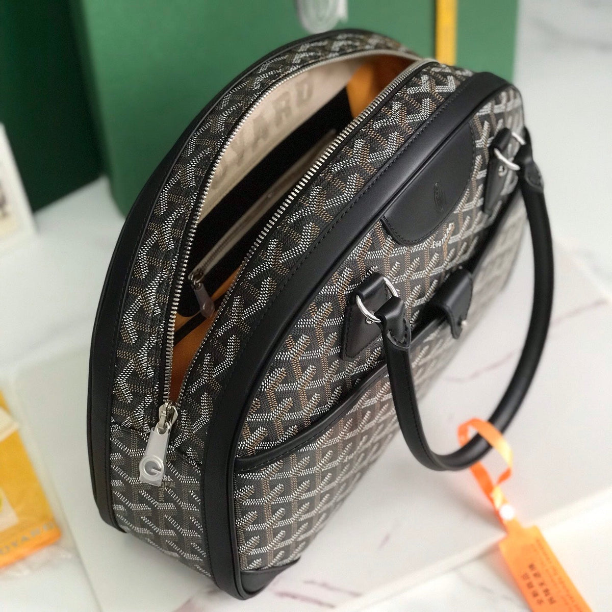 SAINT JEANNE BAG 35 IN BLACK GOYARDINE CANVAS AND CALFSKIN