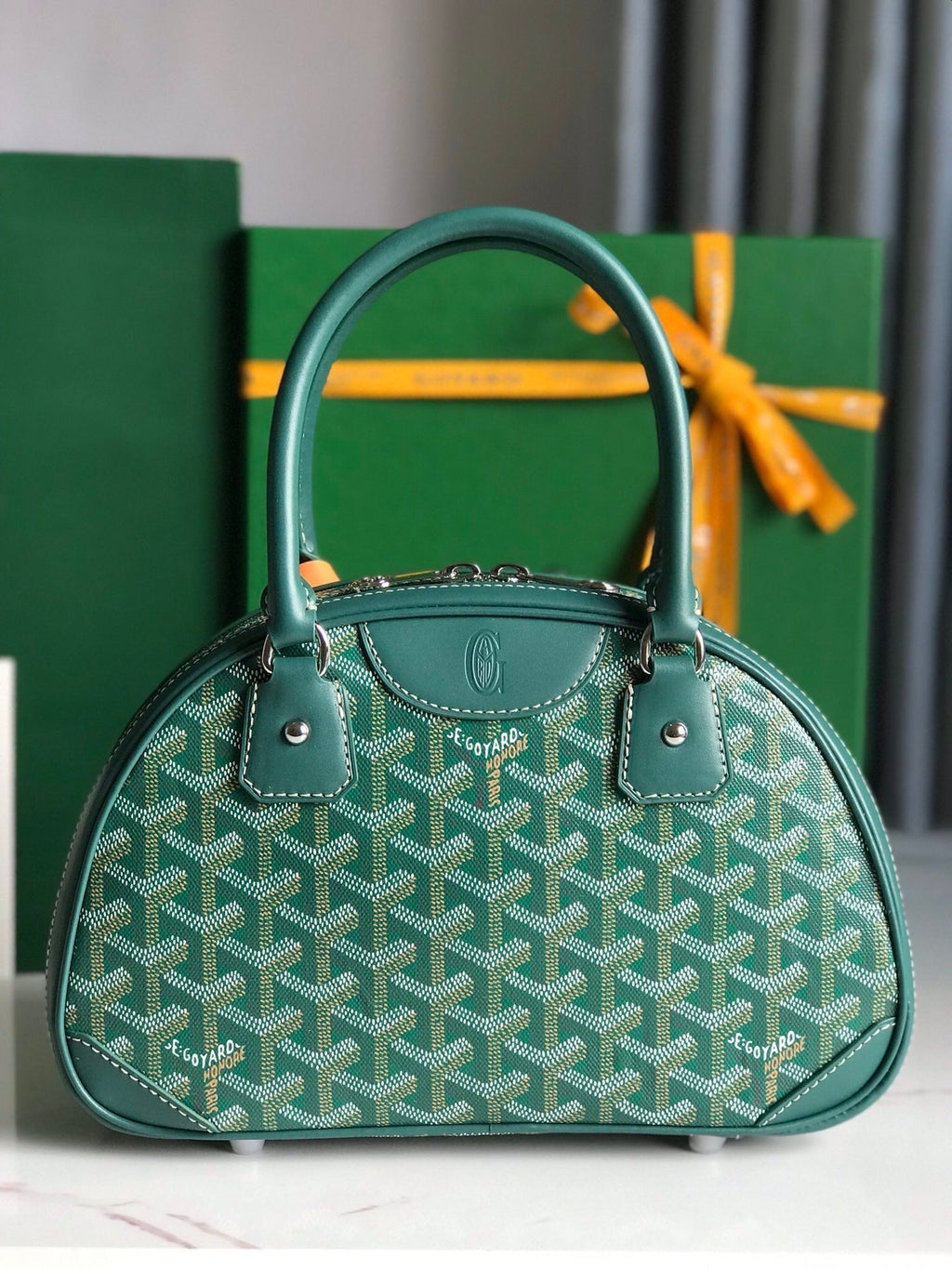 SAINT JEANNE MINI BAG 26 IN GREEN GOYARDINE CANVAS AND CALFSKIN