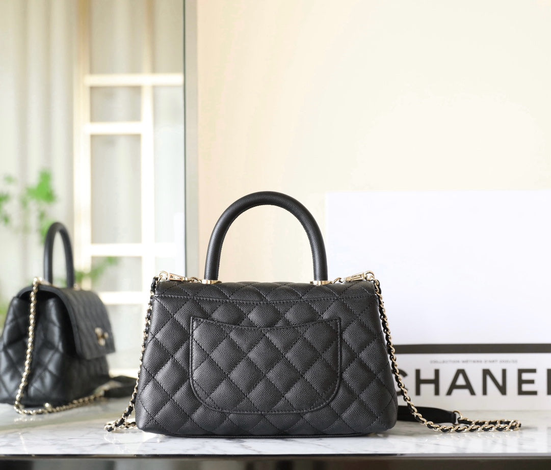 CHANEL 25S FLAP BAG 24 CM IN BLACK LAMBSKIN WITH GOLD HARDWARE