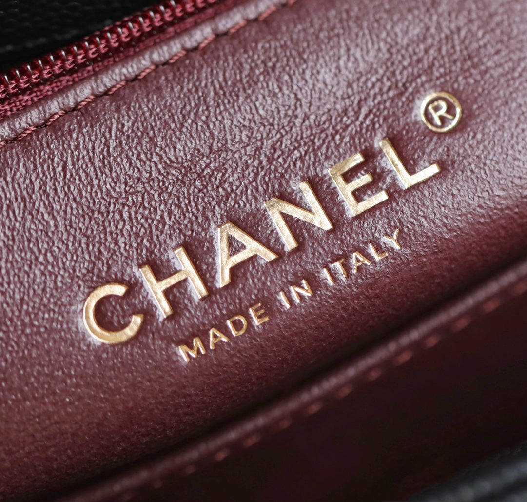 CHANEL 25S FLAP BAG 24 CM IN BLACK LAMBSKIN WITH GOLD HARDWARE