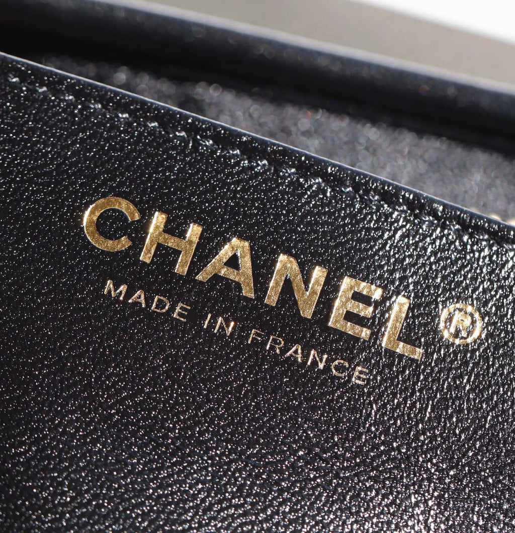 CHANEL 25S HOBO BAG 22 CM IN BLACK LAMBSKIN WITH GOLD HARDWARE