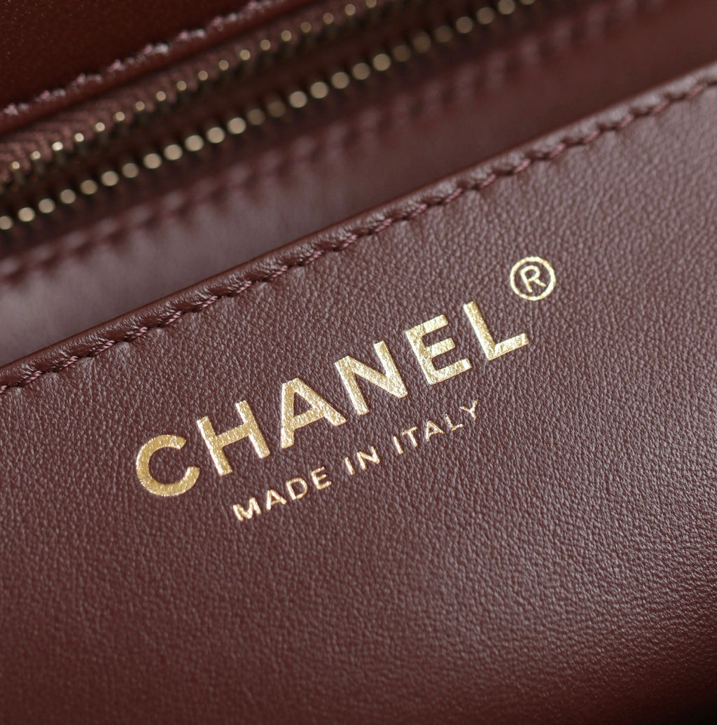 CHANEL 25S FLAP BAG 20 CM IN DARK BROWN LAMBSKIN WITH GOLD HARDWARE