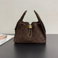 CHANEL 25S HOBO BAG 30 CM IN DARK BROWN SUEDE WITH GOLD HARDWARE