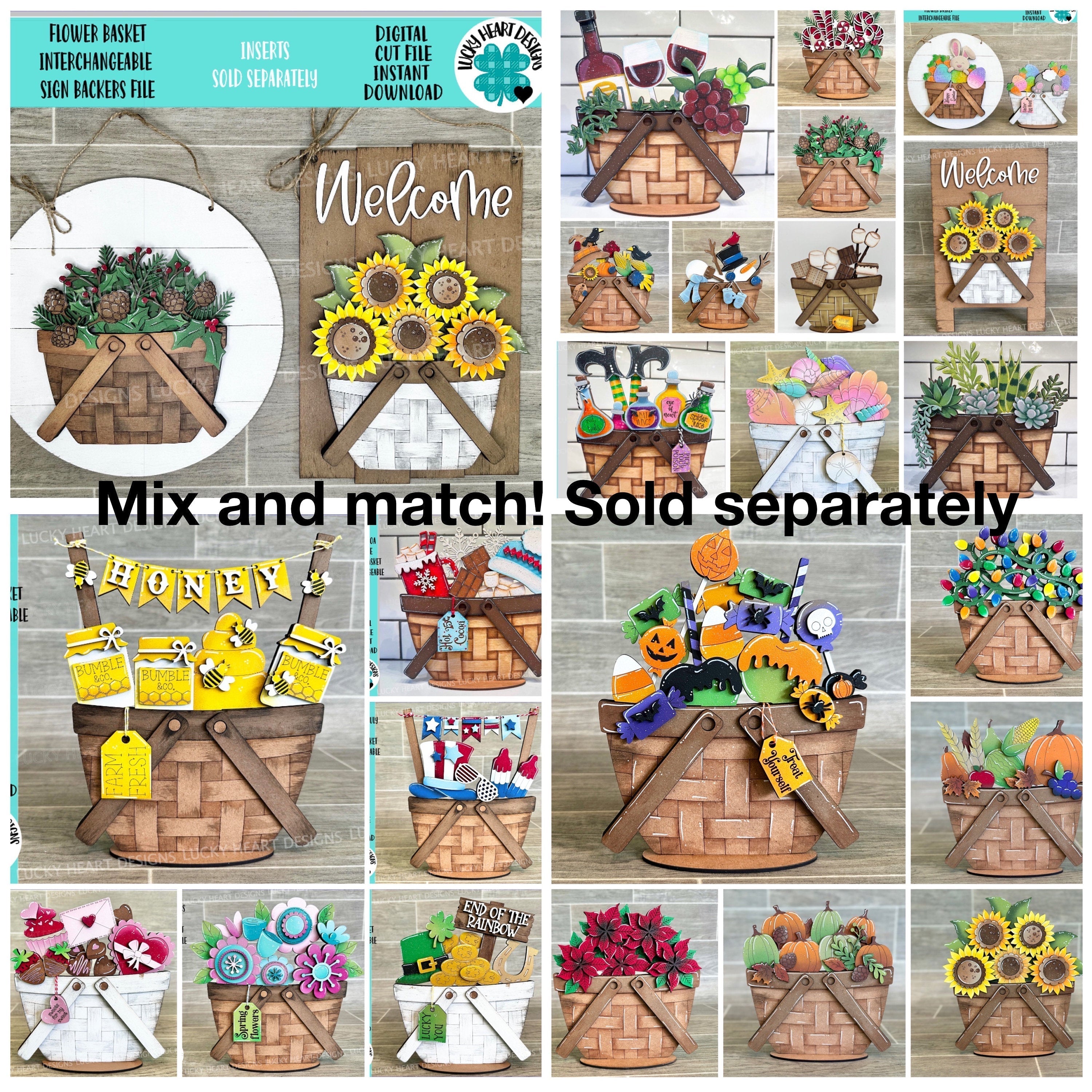 Penguin Christmas For The Flower Basket Interchangeable File SVG, TINY Santa Candy Cane Presents Tiered Tray, Glowforge, LuckyHeartDesignsCo