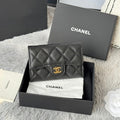 CHANEL 25S CLASSIC FLAP CARD HOLDER 11 IN BLACK CAVIAR GOLD HARDWARE