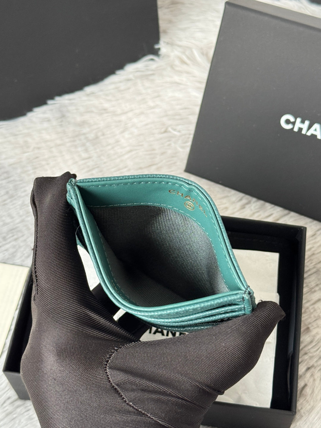 CHANEL 25S CARD HOLDER 11 IN TROPICAL TEAL CAVIAR GOLD HARDWARE