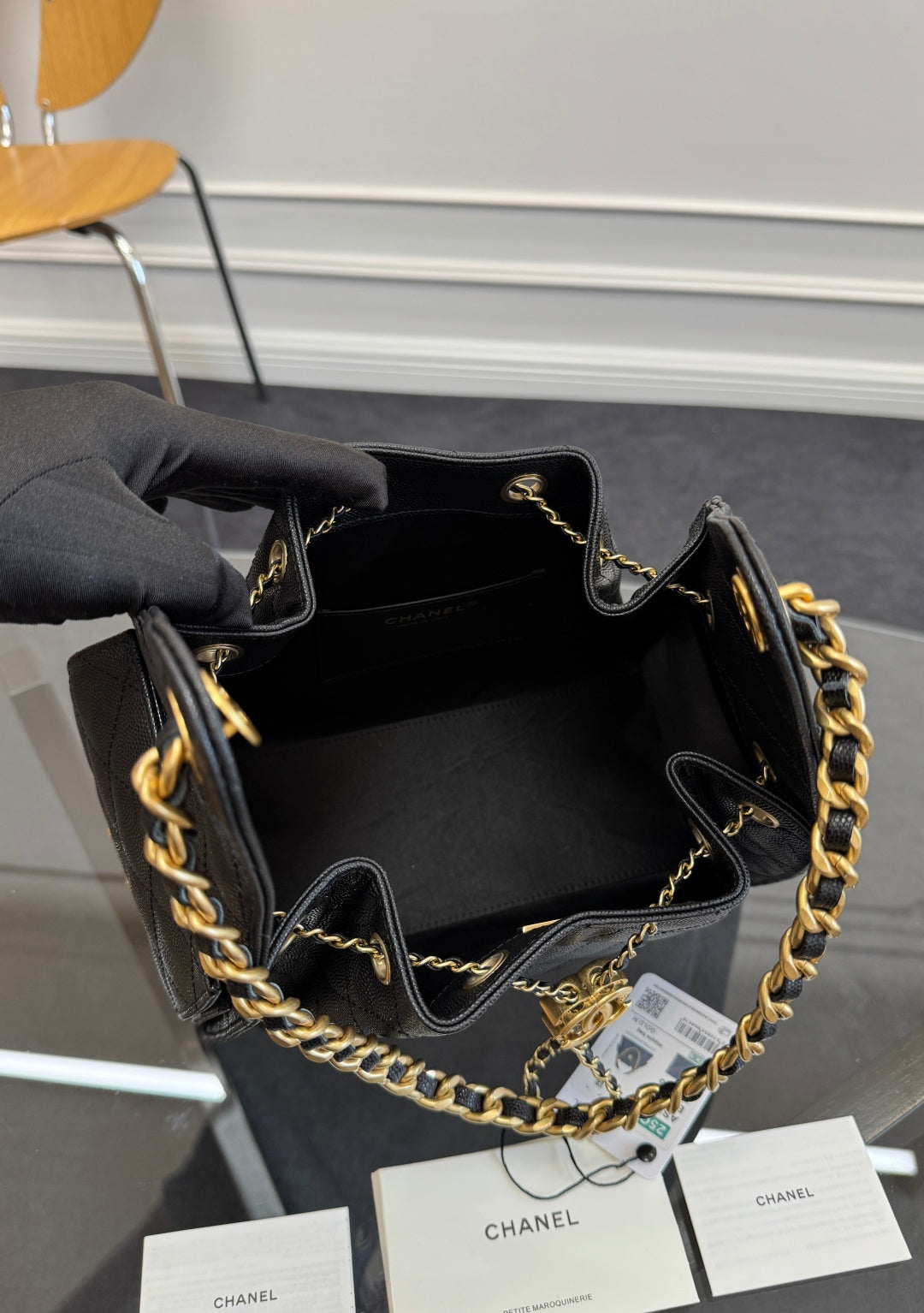 CHANEL 25S HOBO BAG 30 IN BLACK CAVIAR