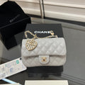 CHANEL 25S FLAP CHARM BAG 13 IN GREY LAMBSKIN