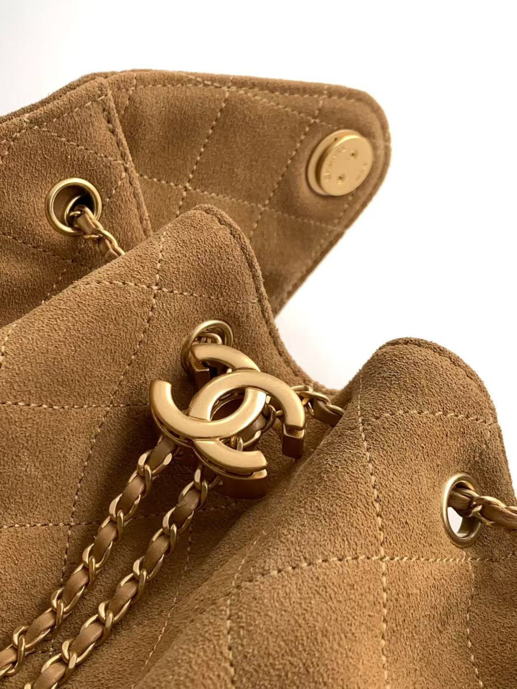 CHANEL 25S HOBO BAG 40 IN BROWN SUEDE WITH GOLD HARDWARE