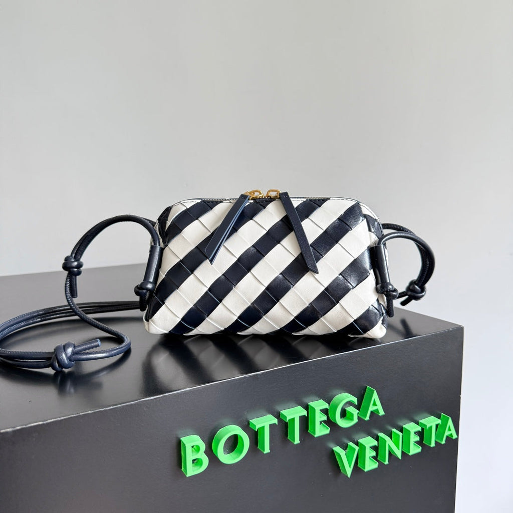 BOTTEGA VENETA 25S CONCERT POUCH 18 IN ZEBRA PATTERN CALFSKIN GOLD HARDWARE