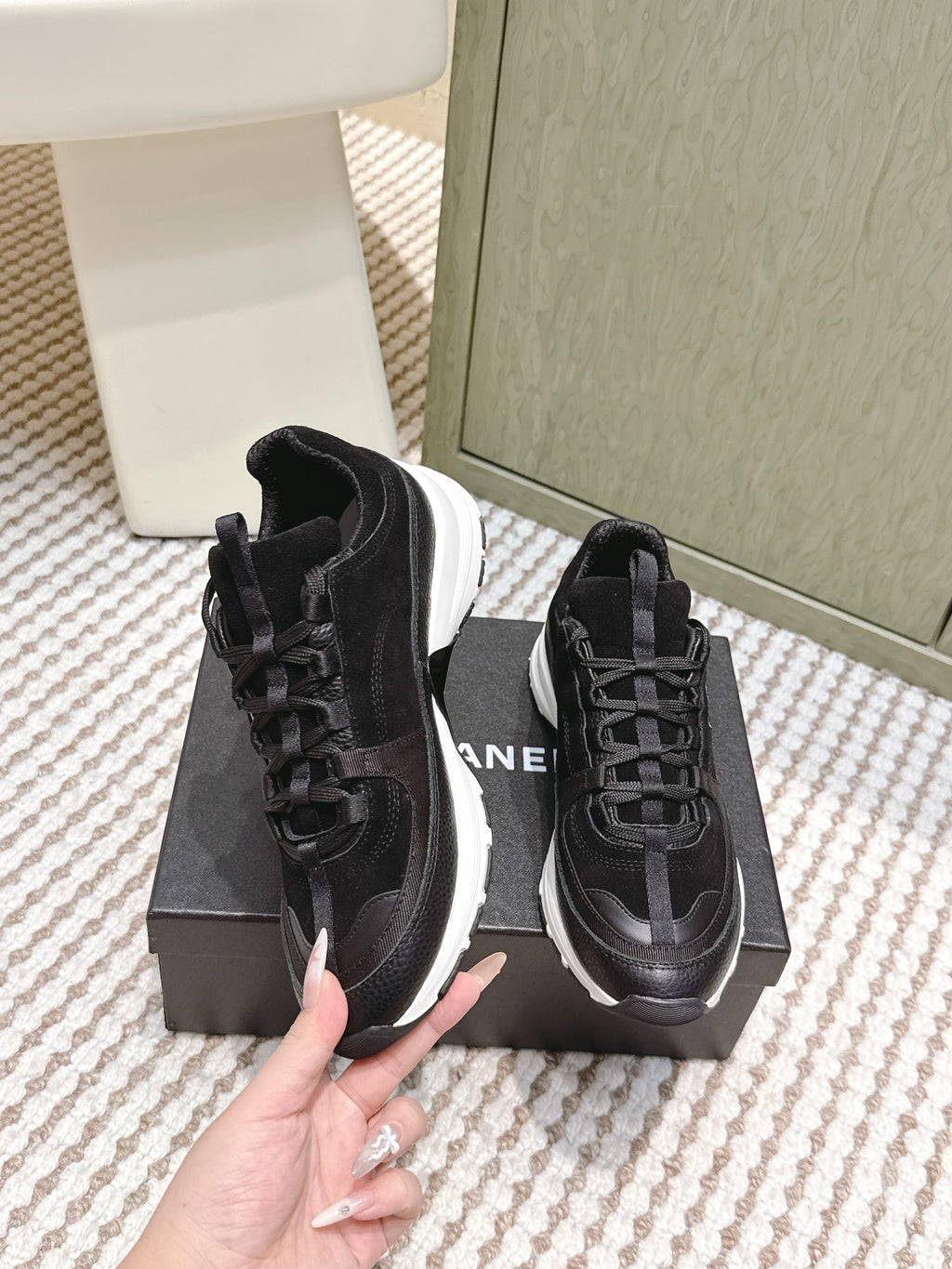 CHANEL 25S LUXURY SNEAKERS IN BLACK CALFSKIN AND SUEDE
