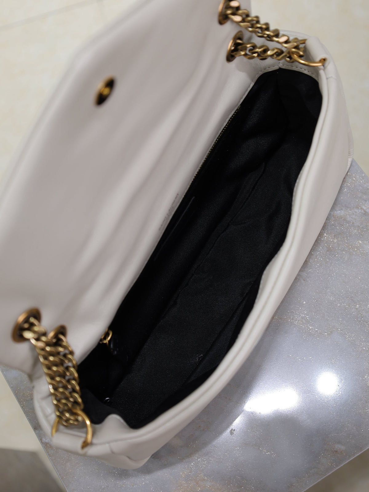 YSL 25S CALYPSO HANDBAG 26 IN IVORY LAMBSKIN GOLD HARDWRE