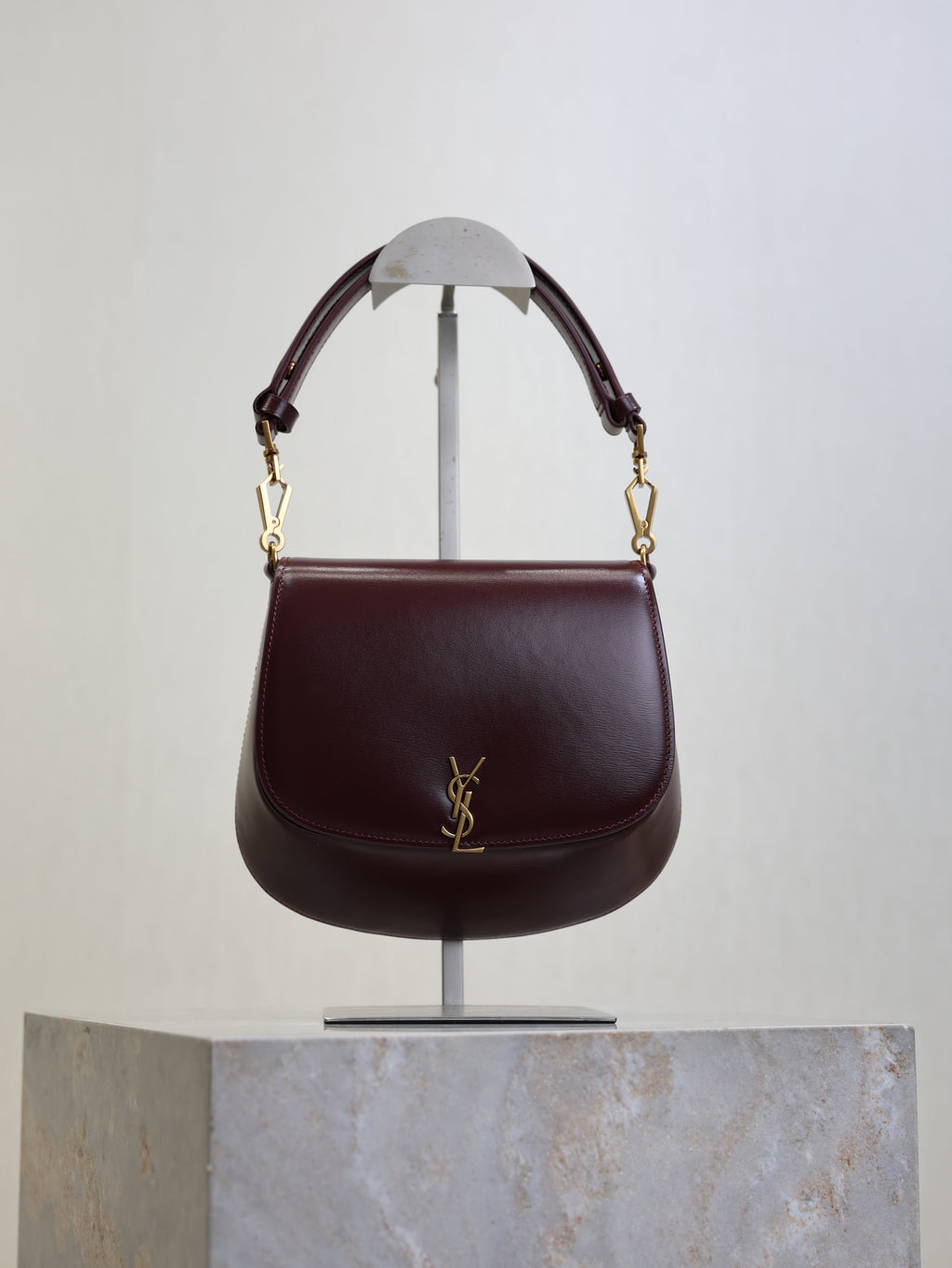 YSL 25S MINI VOLTAIRE 21 IN ROUGE CABERNET CALFSKIN SAINT LAURENT GOLD HARDWRE