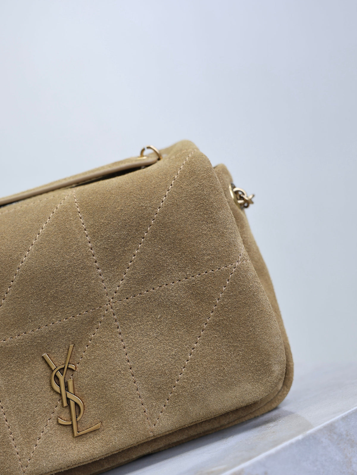 YSL 25S JAMIE 4.3 MINI 20 IN CARAMEL COGNAC SUEDE GOLD HARDWRE