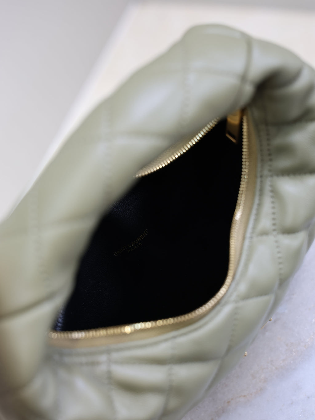 YSL 25S ICARE BABY 17 IN DARK OLIVE QUILTED CALFSKIN GOLD HARDWARE