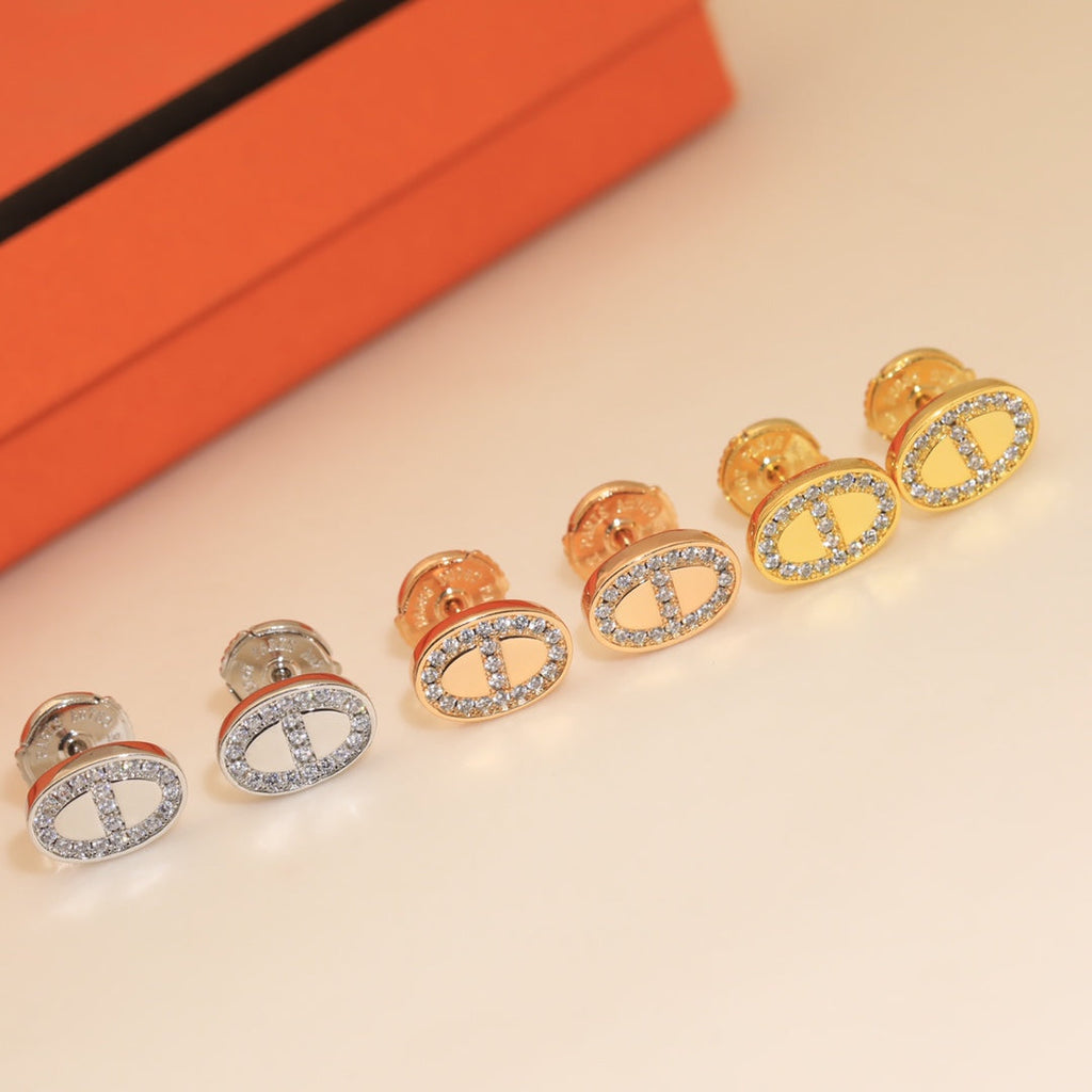 18K Mini Farandole Diamond Hermes Earrings