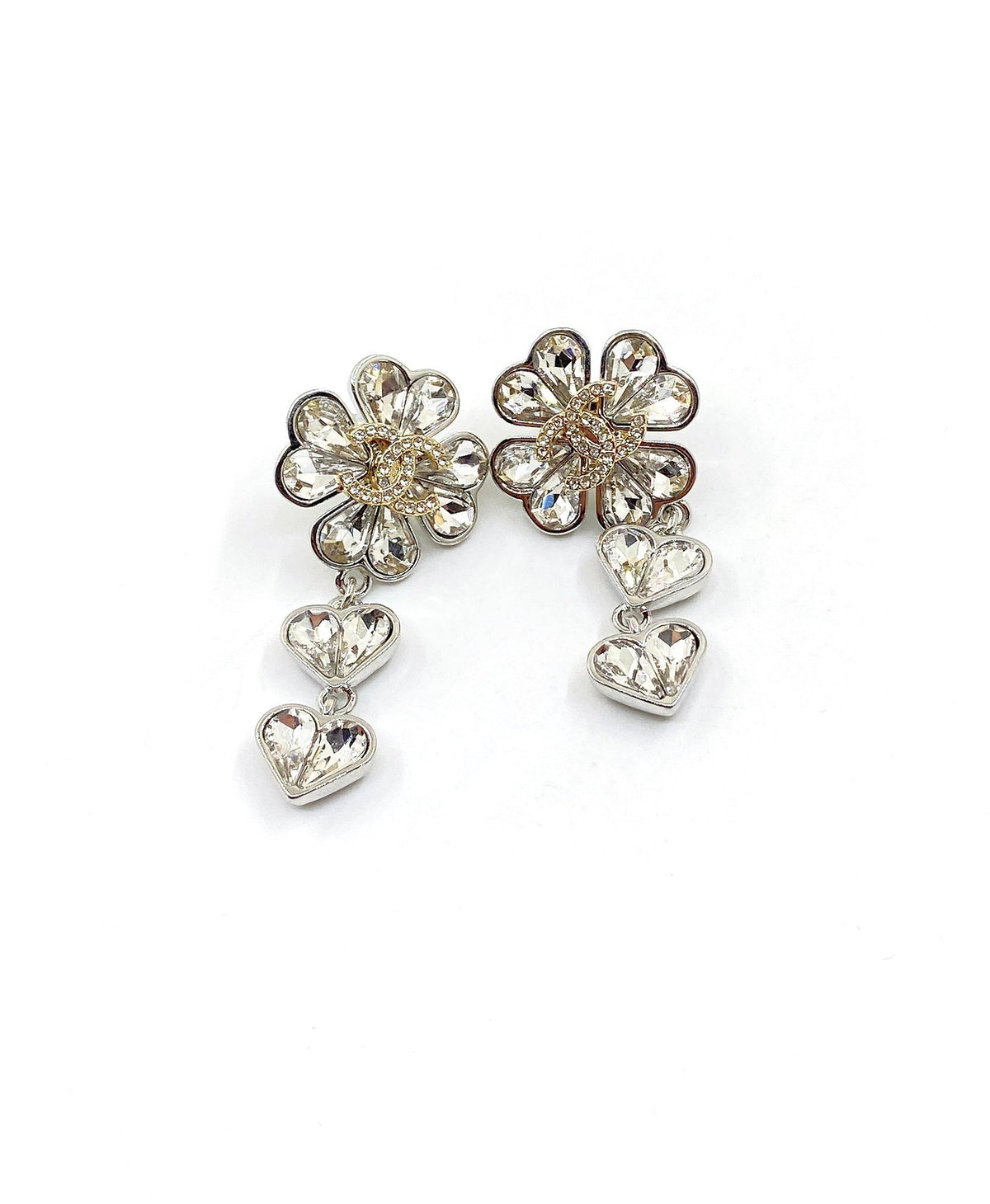 18K  Chanel Crystal Flower Earrings