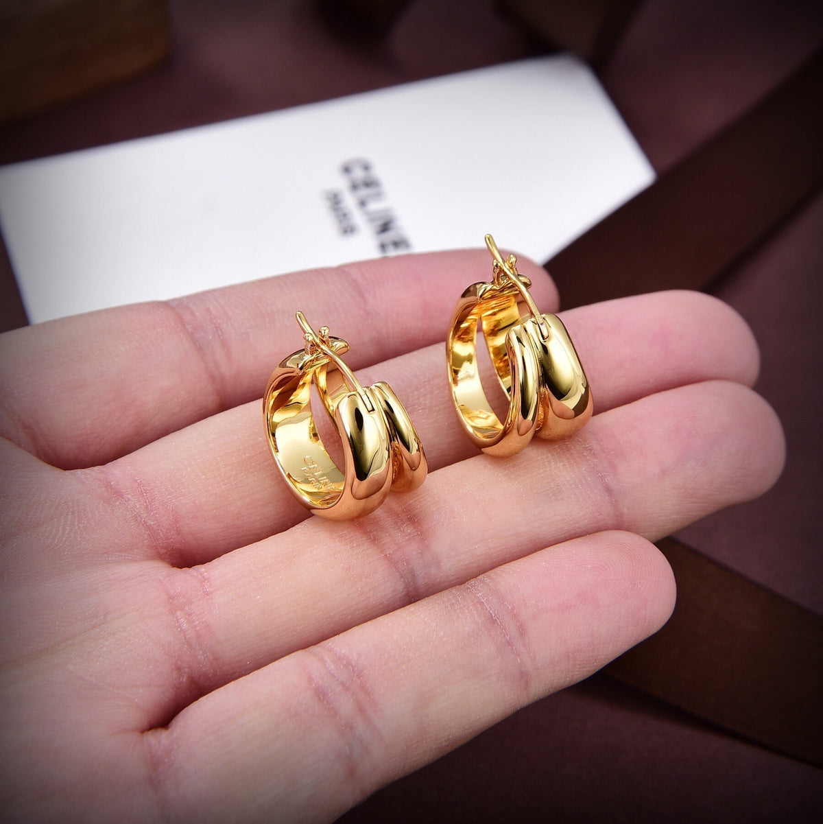 18K Celine Formes Abstraites Hoops Earrings