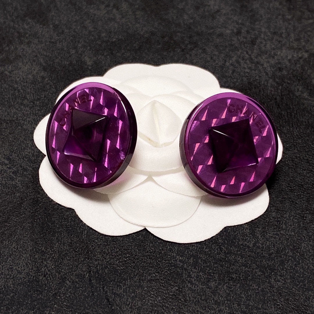 18K Vintage  Chanel Purple Earrings