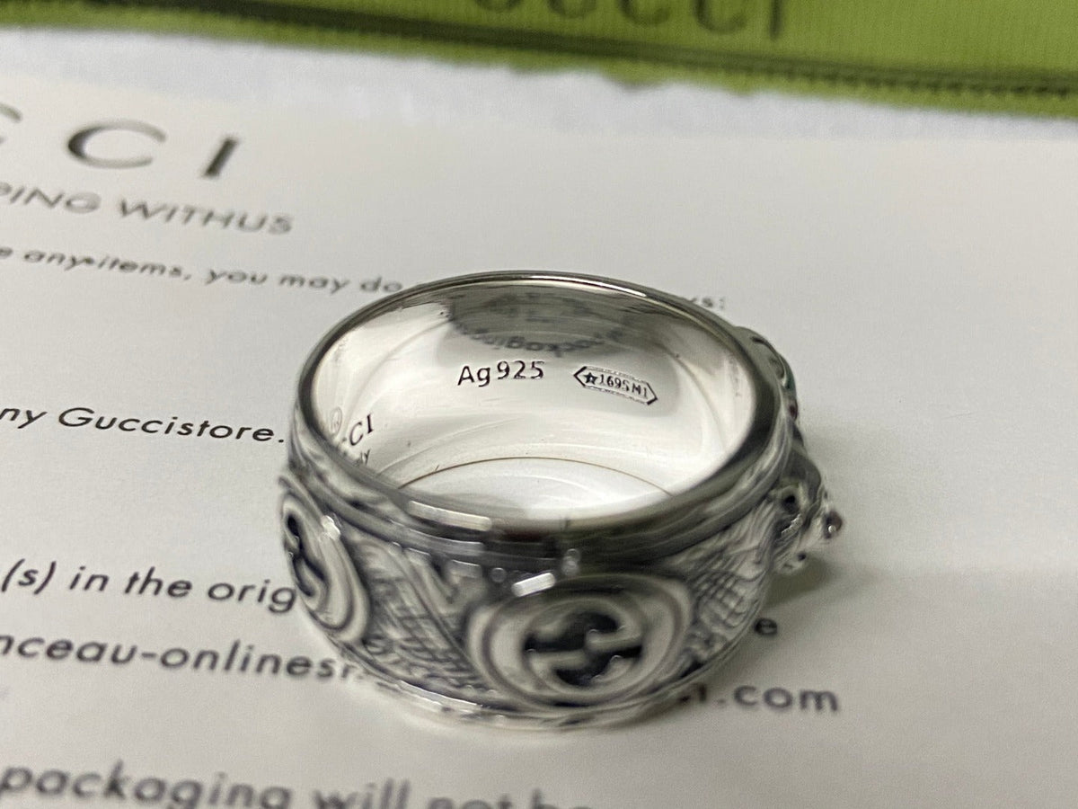 Double Gucci Feline Garden Green Ring