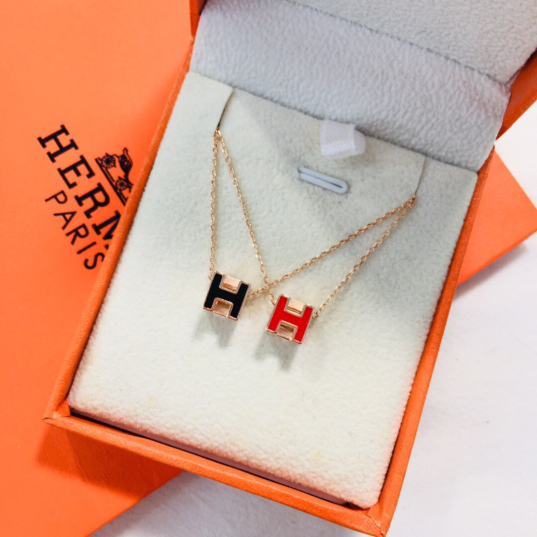 18K Cage D'H White Hermes Necklace
