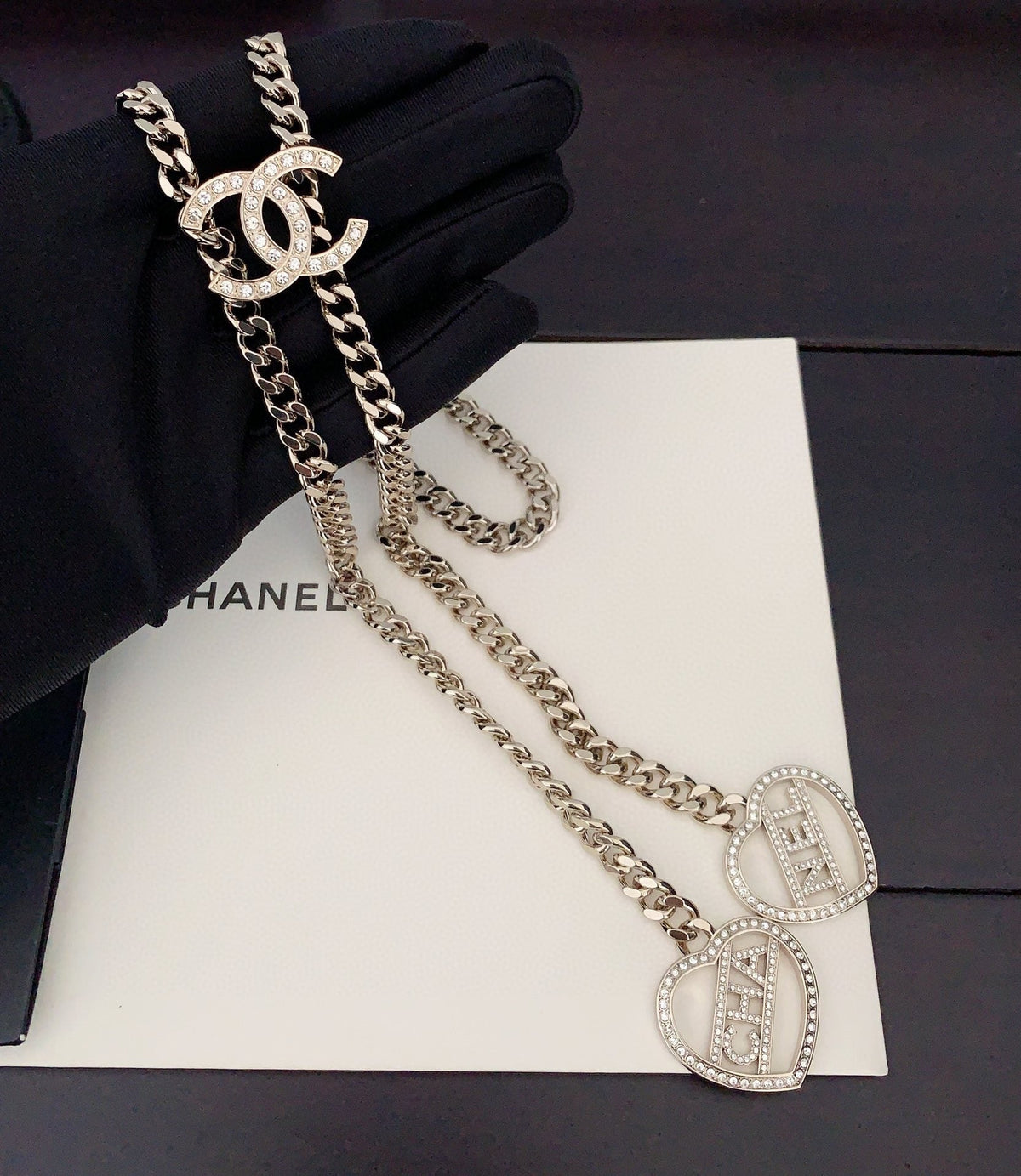 18K  Chanel Heart Chain Necklace