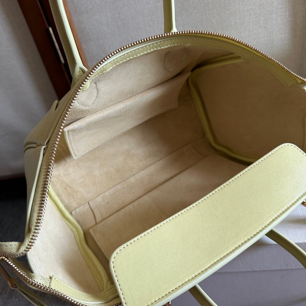CELINE 25S NEW LUGGAGE 36MM IN PASTEL YELLOW CALFSKIN GOLD HARDWARE