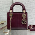 DIOR MINI 17 LADY BAG IN PLUM PURPLE SNAKESKIN PATTERN LAMBSKIN
