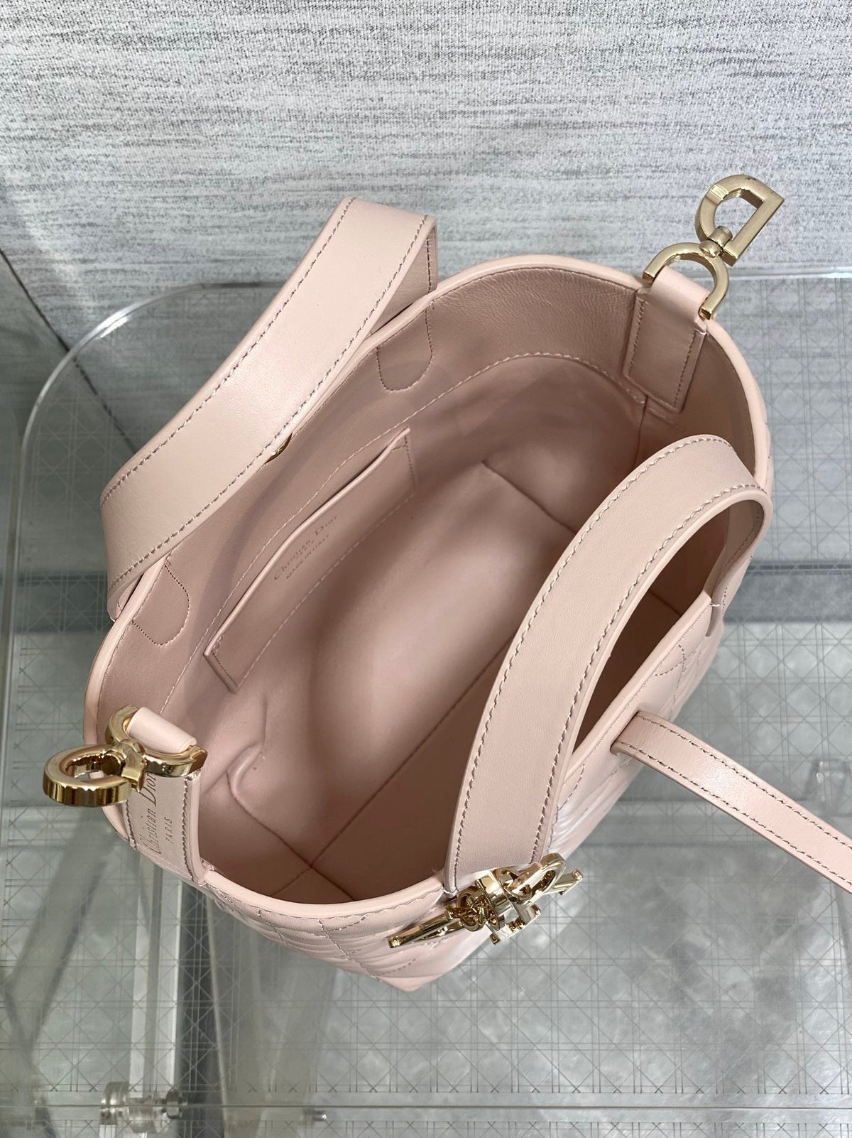 DIOR 25S ALWAYS MINI BAG 16 IN LIGHT PINK MACROCANNAGE CALFSKIN GOLD HARDWARE