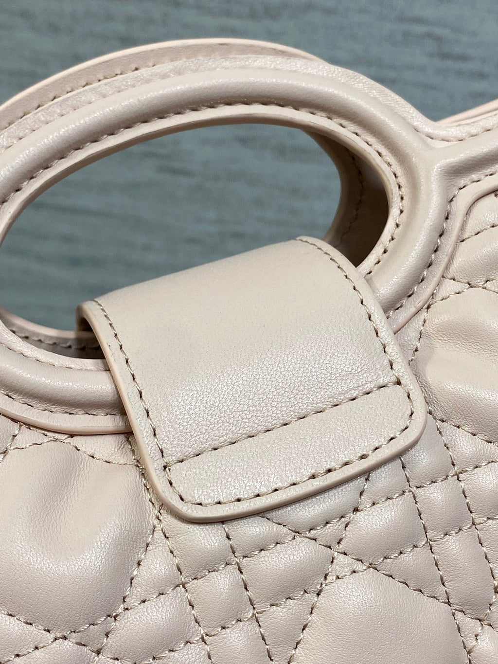 DIOR 25S JOLIE TOP HANDLE MINI BAG 18 IN BABY PINK CALFSKIN GOLD HARDWARE