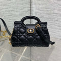 DIOR 25S JOLIE TOP HANDLE MINI BAG 18 IN BLACK CALFSKIN GOLD HARDWRE