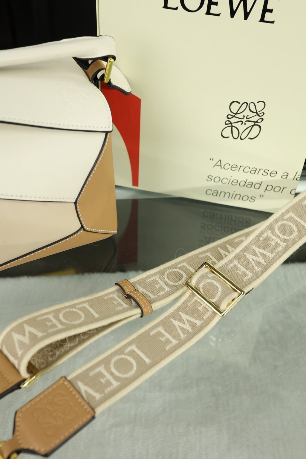 LOE MINI PUZZLE 23 BAG IN BEIGE CREAM MIX TAN CALFSKIN