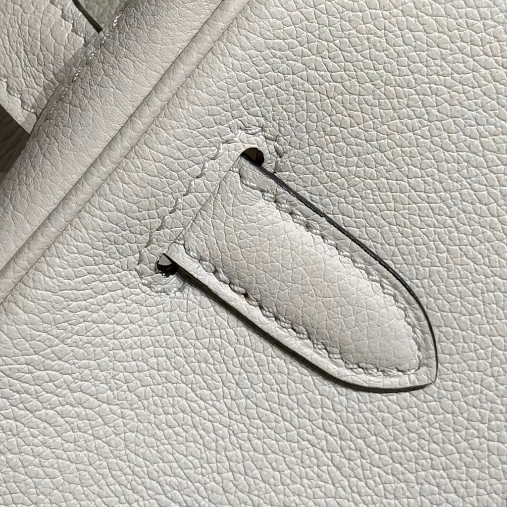 HERMES 25S SHOULDER BIRKIN 29 IN MILKY WHITE CALFSKIN SILVER HARDWARE
